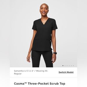 Figs Three Pocket Scrub Top - Black XS